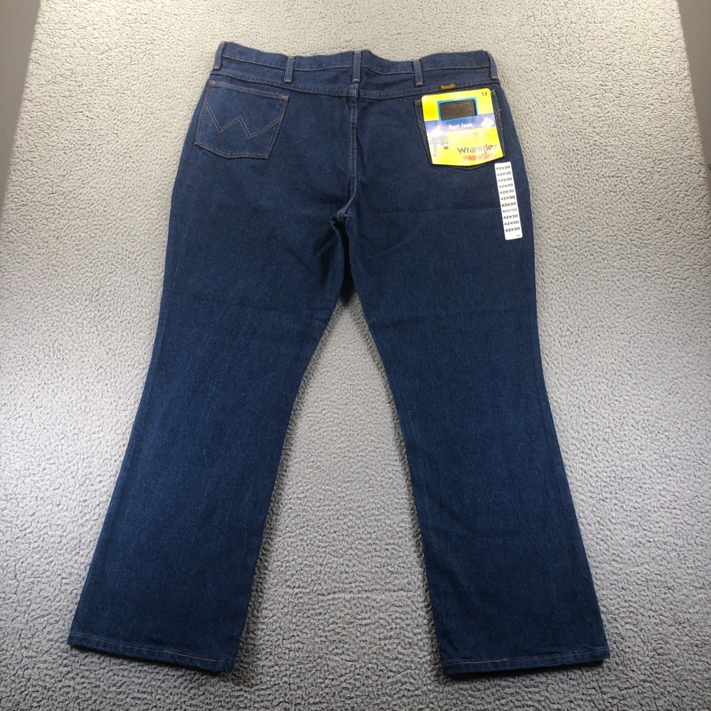 Vintage Wrangle Jean Mens 42x30 Blue Boot Flare Regular Fit Dark Made In USA New